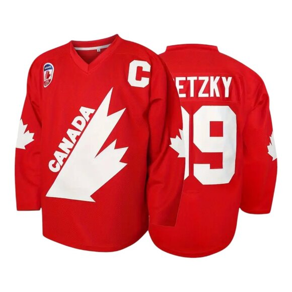 Wayne Gretzky Labatt Team Coupe Canada Cup Stitched Hockey Jersey Red - Picture 1 of 7